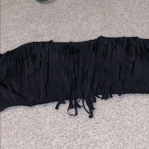 Victoria secret black fringe bikini bandeau top